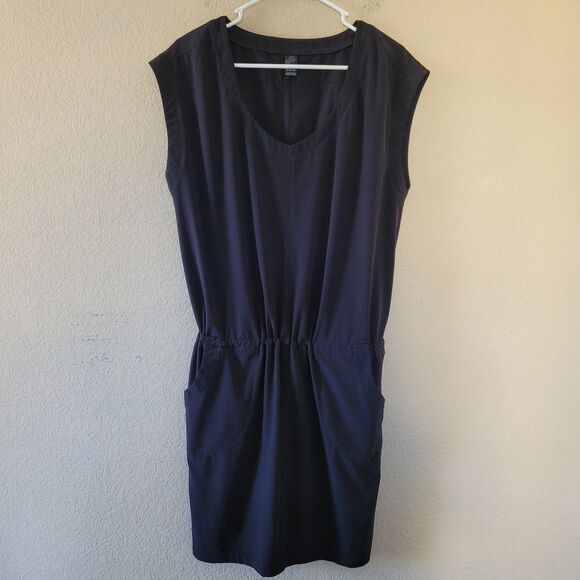 Prana Dress Womens Sz Large Black Norma Mini Pockets Lightweight Travel Outdoor - Picture 1 of 7